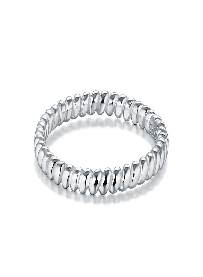 BORUO 925 Sterling Silver Ring, Twisted Eternity Band Stackable Rings 2mm Size 11 - Image 2